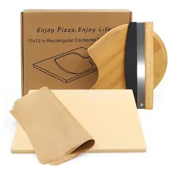 Комплект камъни за пица, кухненски камъни от неръждаема стомана За фурната, Многофункционална машина за бързо печене С нож за пица