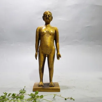 24 см Китайската Латунная Статуя на Човек с акупунктурной точка, Бронзова скулптура на човек