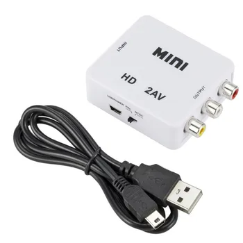 HDMI AV Видео Конвертор HDMI-AV HD 1080P RCA Съединителна линия Hdmi-Av Адаптер за USB Кабел за зареждане RCA Жълт/Червен/Бял