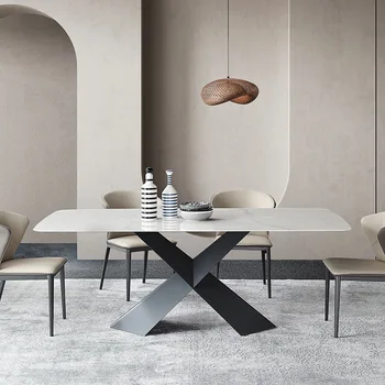 Италиански маса за хранене е от каменни плочи, с Правоъгълна Модерна маса за хранене за дома, лесен Луксозен и пищен маса за хранене е от каменни плочи
