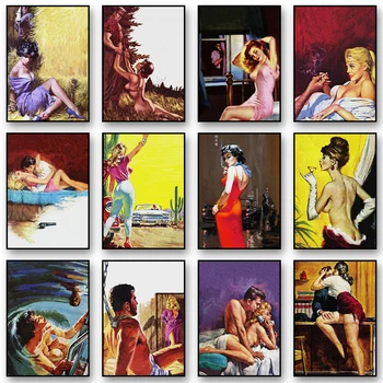 Реколта Картини на платно за Момичета с Целулоза Капак, Плакати и Щампи за секса и цигарите, Стенни Художествени Картини за интериор, Декорация на дома