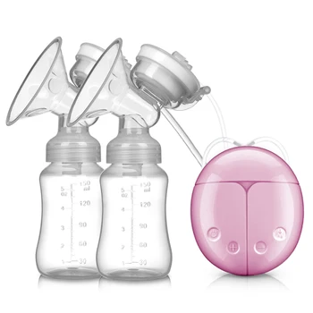 Двоен електрически молокоотсосы с мощен всасыванием на зърната, USB Електрически молокоотсос с бутилка за мляко, преносим молокоотсос за майката