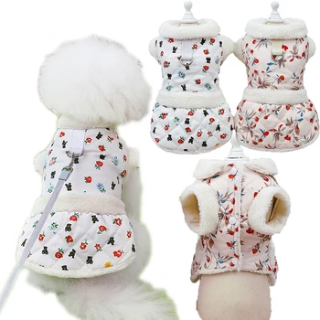 Луксозна яке за кучета, зимни дрехи с меховыми ръкави, дрехи за домашни кучета, на бяло-розови костюми, палта за кученца, котки, yorkshires за малки до средни кучета