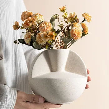 Керамична ваза Vilead в скандинавски стил, Геометрична Пампасная трева, сухи цветя, Аксесоари за украса на дома, Хол, спалня, Интериор на Офис