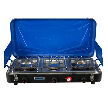 Пропановая печка серия - 3 горелки 2-25 K и 1-10 K, горелки син цвят