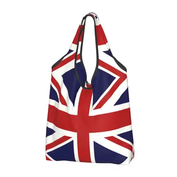 Юниън Джак Флаг на Великобритания, Чанта за пазаруване на хранителни стоки, Дамски Кавайная пазарска чанта на рамо, чантата е с Голям Капацитет