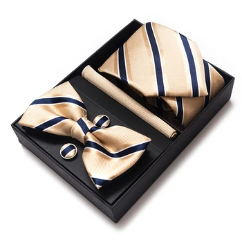 Висококачествен празничен подарък, носи вратовръзка, шалче, джобни квадрати, комплект копчета за ръкавели, кутия за вратовръзка, Треска, мъжки