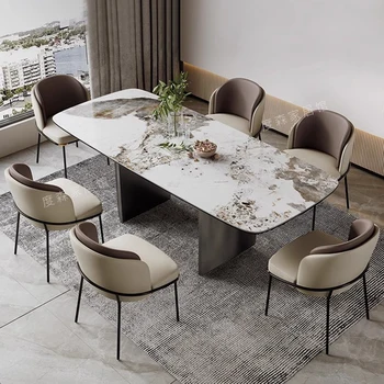 Модерен Лесен италиански маса за хранене, стол Nordic Кухня Дизайнерски бюро от изкуствена кожа, Офис Кетъринг шезлонг, мебели за дома WKDC
