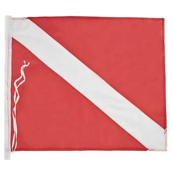 Квадратчетата за гмуркане с найлонови червени и бели предупредителни знаменца за гмуркане