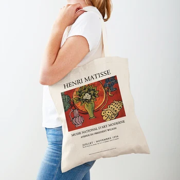 Пикасо, Матис Момиче Ваза за цветя Абстрактна Дамска чанта-тоут, холщовые дамски чанти за пазаруване, Еко-чанта за пазаруване в супермаркета с двойно Принтом