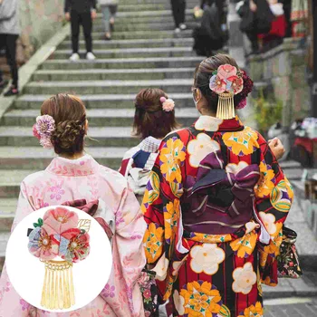 Украса за косата, дамски шнола, прическа и интериор в японски стил ретро стил, украсени с кристални цветя