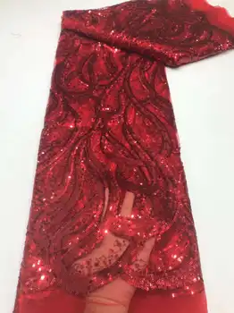 Новата Тъкан от органза с червена златна Линия, Завързана Материал 2023, Вълнообразни Дизайн, Пайети, френски Тюл, сетчатое дантела за шиене със собствените си ръце, женствена рокля
