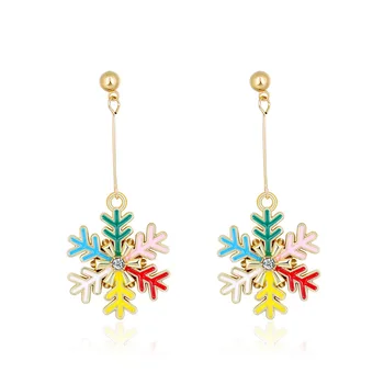 Нови Коледни обеци, Модни и изтънчени цветни обеци в формата на снежен цвете