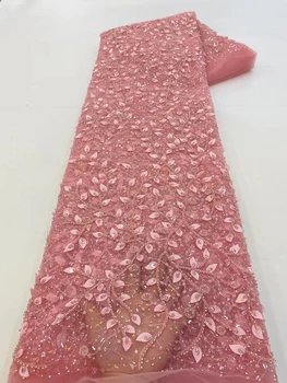 Последният европейската лукс Африка бродерия Завързана блестящи пайетки 3D бродерия на цвете с перли тюл, дантела вечерна рокля ФАБ