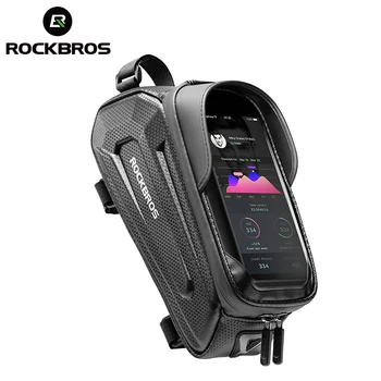 Официалната велосипедна чанта ROCKBROS, предната чанта за телефон, тръба, водоустойчив калъф за седла със сензорен екран, аксесоари за велосипед 6,5 инча