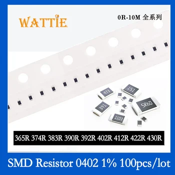 SMD резистор 0402 1% 365R 374R 383R 390R 392R 402R 412R 422R 430R 100 бр./лот микросхемные резистори 1/16 W 1.0 mm * 0,5 мм