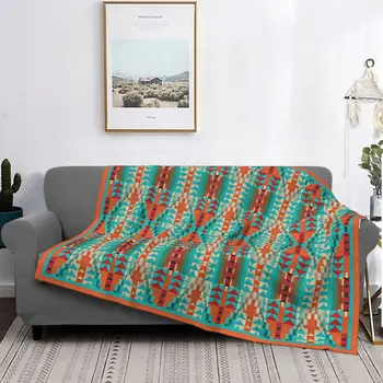 Тюркоазено, жженооранж-Кафяви Одеяло с мозайки, Флисовое Зимата Антикварное Лесно покривки за легла, Външни покривки за легло