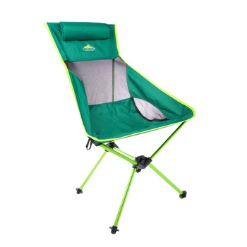 L Лесен походный стол с висока облегалка за улицата, облегалката за глава и куфар - зелен
