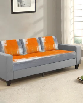 Оранжево-сиво абстрактна живопис с маслени бои, текстура, калъф за възглавница на седалката, протектор за дивана, Гъвкави Миещи се Сменяеми калъфи за мека мебел