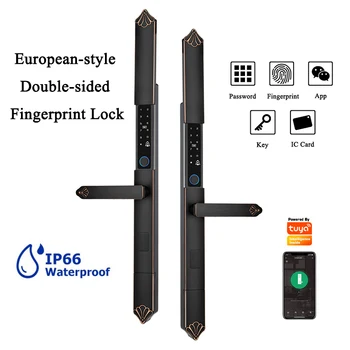 Електронен биометрични Автоматично заключване на вратите с двоен пръстов отпечатък, Алуминиев заключване на Европейския стандарт Smart Sasha, Външен водоустойчив заключване