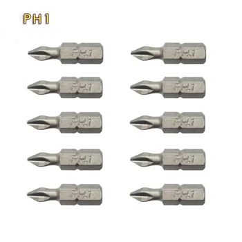 Комплект битове за отвертки PH С шестигранным опашка PH1/PZ1/PH2/PZ2/PH3/PZ3, 10 бр, 25 мм, устойчива на плъзгане Електрическа Отвертка