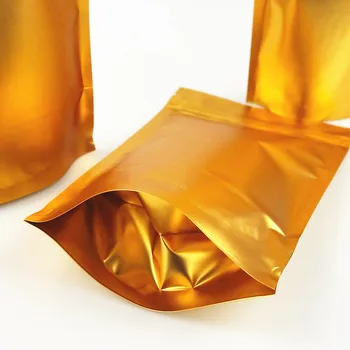 19x29 см 100 бр Матова Златна Поставка Торбички от алуминиево фолио с цип за Еднократна Употреба Готварска чанта за съхранение на продукти От майларовой фолио с пластмасово уплътнение на мълния