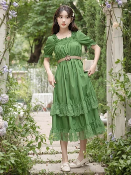 Японското Лятото-Секси Зелена рокля на Принцеса в стил Лолита 