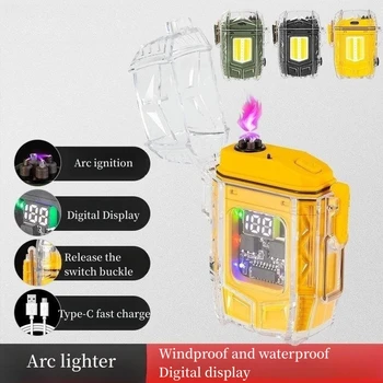 Запалка за бързо зареждане Type-C, Градинска Преносима Ветрозащитная Запалка Водоустойчива, led дисплей, батерии, Запалки