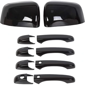 Черни капаци за огледала + калъфи за врати дръжки на 2011-2020 Jeep Grand Cherokee Dodge Durango