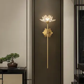 Модерният led, с монтиран на стената лампа във формата на Кристална Лотос Led осветление стена за Спални Хол Вътрешна Декорация на Верандата Начало декор и Огледално покритие