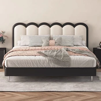 Тъканни легла във френския кремовом стил, малка легло на ръба на леглото, лека луксозна модерна нощно легло за съхранение
