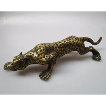 Дължина 15 см!!! Древнекитайская бронзова резбовани скулптура леопард, са подбрани, една антична статуя на леопард, коледен подарък