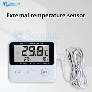 Мини цифров сигнал термометър, Дигитален Влагомер за температурата в стаята и навън, LCD дисплей, Хладилник с външния сензор