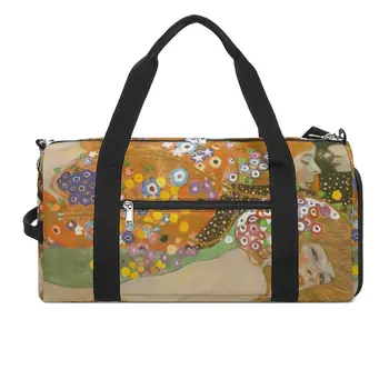 Спортни чанти Klimt Art Water Serpents II с Обувки, спортна чанта, няколко почивни дни, Чанта за Поръчка, Пътна Тренировочная Ретро чанта за фитнес