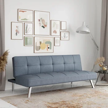 Мека мебел за дневна Chelsea Модерен Futon от светлосив плат, Диванные слушалки за всекидневната, разтегателен диван, Сгъваем диван Луксозен