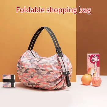 Чанта за къмпинг, спортни сакове на открито, пътна чанта, голяма удебелена найлон голяма преносим чанта на рамото, сгъваема пазарска чанта с принтом
