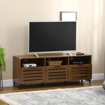 Стойка за tv с диагонал на екрана 65 инча, Развлекателен център, с чекмедже, вратички и рафтове за съхранение за хол, спалня