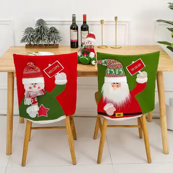 Защитен калъф за стола, Празнични Коледни калъфи за столове, Подвижни Миещи се калъфи за столове в трапезарията с хубав Снеговиком Сантой
