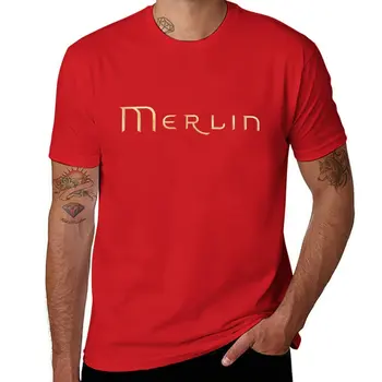 Нова тениска с надпис Мерлин, ризи с къси ръкави, реколта дрехи, мъжки ризи