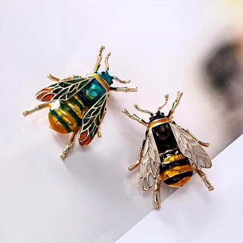 Унисекс, цветни брошки с насекоми, скъпа брошка във формата на пчела, жени, зелено жълт цвят, эмалевые бижута, модерни рокля, аксесоари