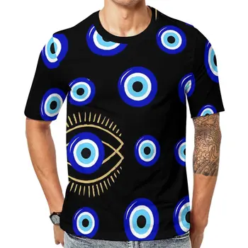 Тениска Evil Eye с винтажным принтом, модни тениски, Чифт Класически тениски, Плажни дрехи с къс ръкав на поръчка, в Голям Размер