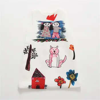 2023 Нова детски дрехи Пролет-есен, пола-майк с фигура на котка от картун за момичета, търговия на Едро, детски дрехи RW8553