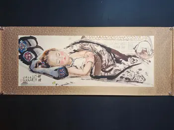 Ръчно рисувани Лиу Вэньси по старинна тибетска калиграфия и живопис, която здраво спящия човек
