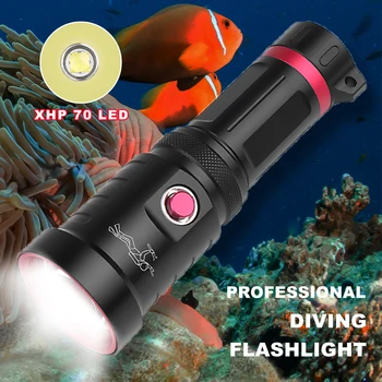 Нови професионални фенери за гмуркане P70 High Power Led Факел, 18650 Подводни лампи Водоустойчив IPX8 Акумулаторна лампа за гмуркане
