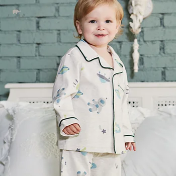 Детски пижамный костюм Дейв Bella за момчета, есен 2023, нова мода, всекидневни чист памук, удобен принт, един сладък комплект от две части на DB3236400