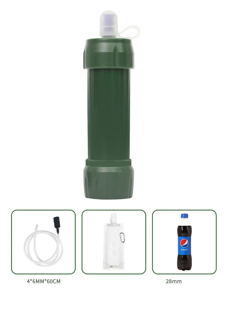 Авариен Преносим филтър за вода на открито, Бутилка за вода за оцеляване в Къмпинга, Директен филтър за питейна вода