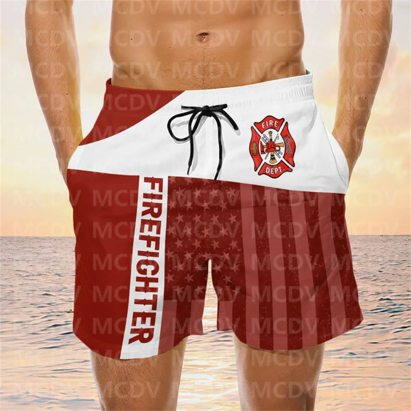 Аз съм най-добрият пожарникар, мъжки къси панталони с 3D принтом, бързо съхнещи плажни шорти