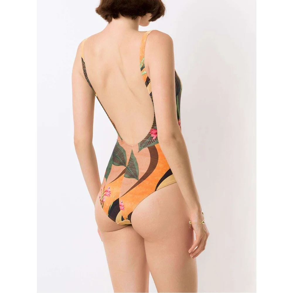 Бикини с флорални принтом 2023, Нов Модерен едно Парче бански, Дамски бански костюми, Летни Плажни дрехи, Луксозни бански костюми с отворен гръб