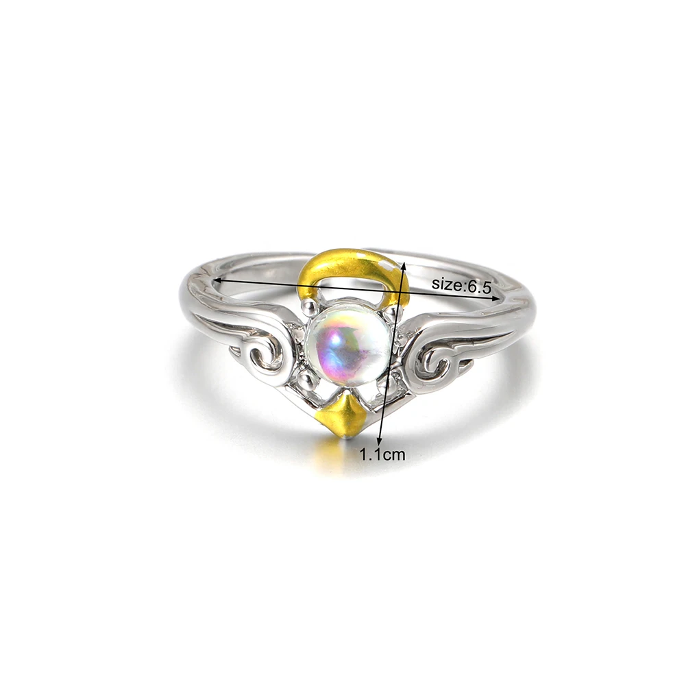 Винтажное пръстен с Лунен камък, творческа пръстен за двойки Ангели и Демони, Регулируем пръстен от сплав, бижута подарък за мъже и жени