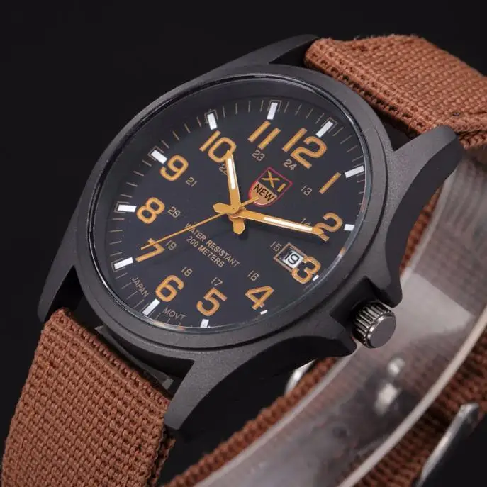Военни Мъжки кварцов часовник с черен циферблат и дата, Луксозни спортни часовници, Мъжки часовници, умни часовници За мъже 시계